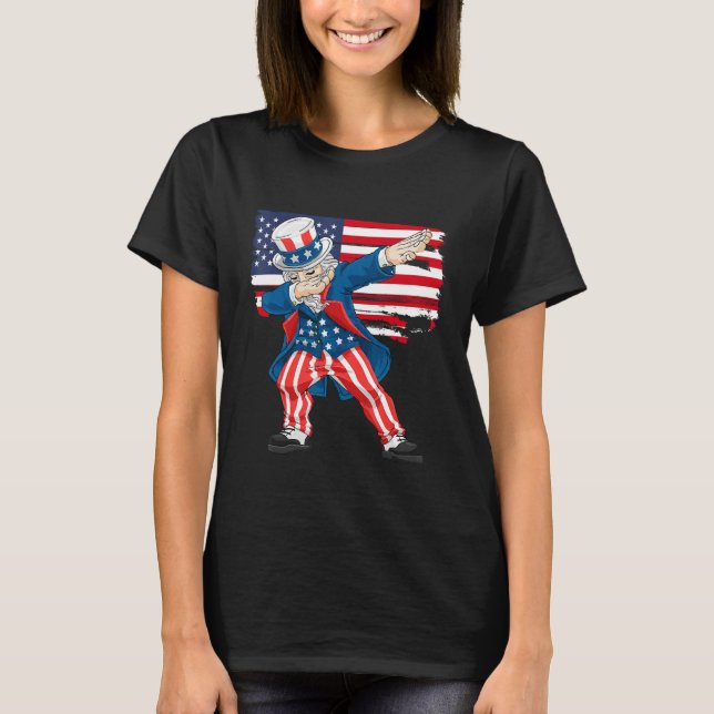 Camiseta 4th Of July Shirts For Kids Funny Dabbing Uncle Sa (Frente)