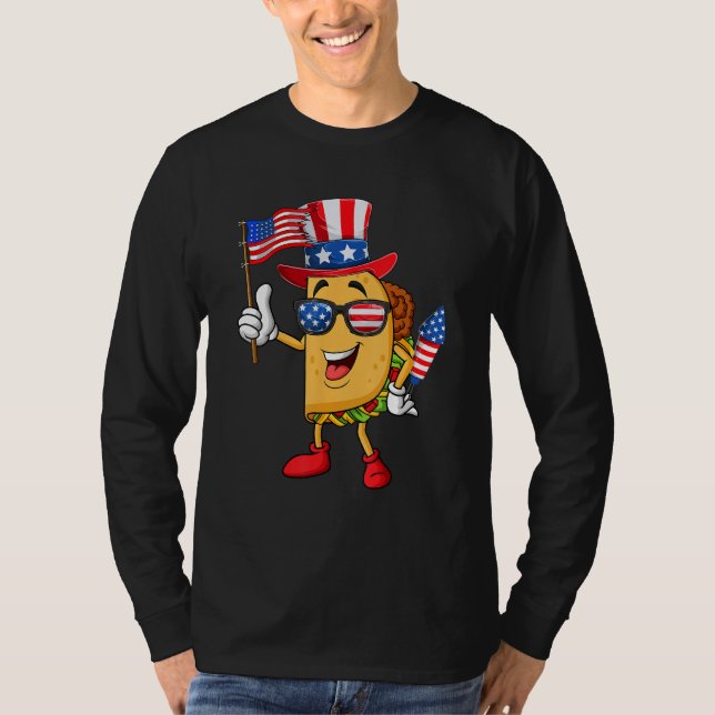 Camiseta 4th Of July Taco Sunglasses American Flag Firework (Frente)