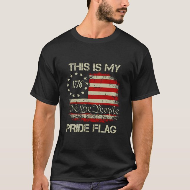 Camiseta 4Th Of July This Is My Pride Flag Usa American Pat (Frente)