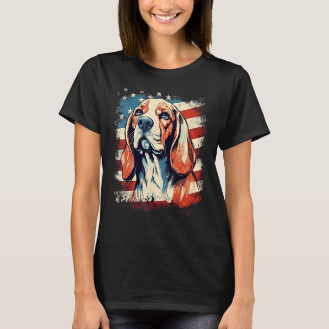 Camiseta 4th Of July US Flag Beagle Dog (Frente)