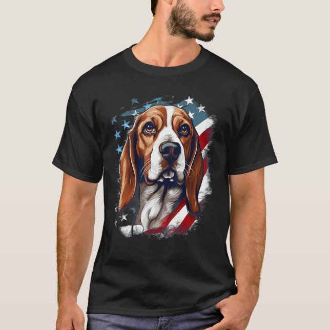 Camiseta 4th Of July US Flag Beagle Dog 1 (Frente)