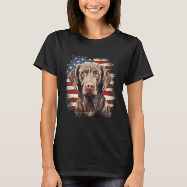 Camiseta 4th Of July US Flag Chesapeake Bay Retriever Dog 1 (Frente)
