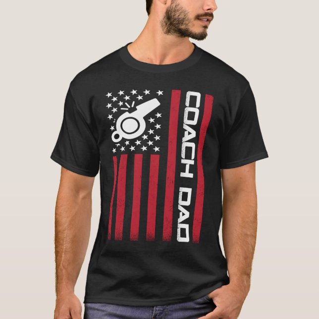Camiseta 4th of July US Flag Coach Dad  For Father's Day (Frente)