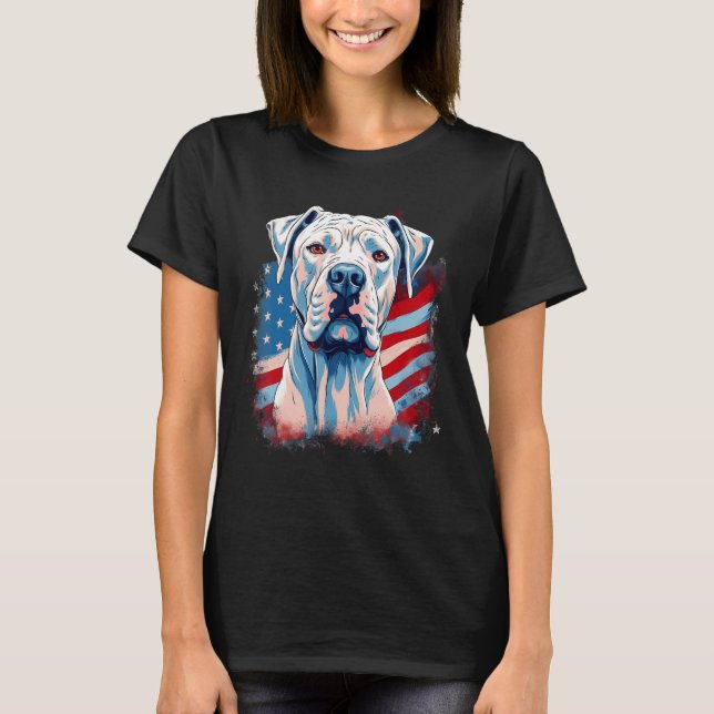 Camiseta 4th Of July US Flag Dogo Argentino Dog 1 (Frente)