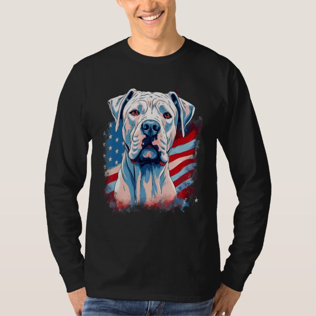 Camiseta 4th Of July US Flag Dogo Argentino Dog 1 (Frente)