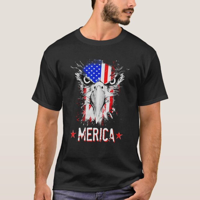Camiseta 4th of July US flag eagle MErica land of the free  (Frente)