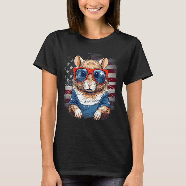 Camiseta 4th Of July US Flag Gerbil 2 (Frente)