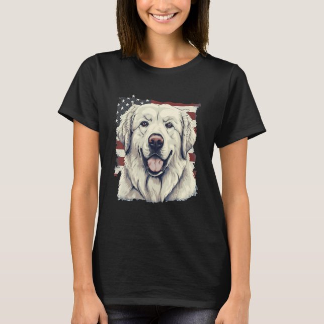 Camiseta 4th Of July US Flag Great Pyrenees Dog 1 (Frente)