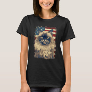 Camiseta 4th Of July US Flag Himalayan Cat