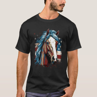Camiseta 4th Of July US Flag Horse 2