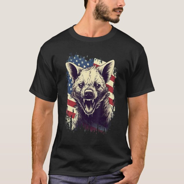 Camiseta 4th Of July US Flag Hyena (Frente)