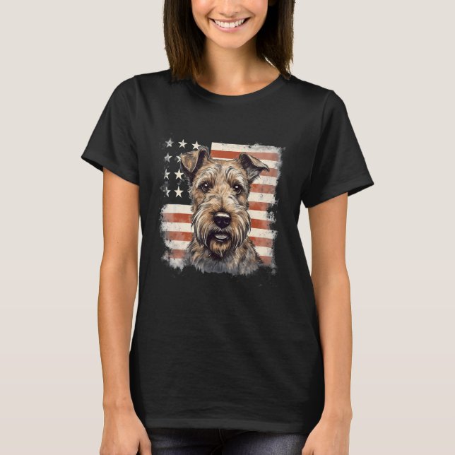 Camiseta 4th Of July US Flag Irish Terrier Dog (Frente)