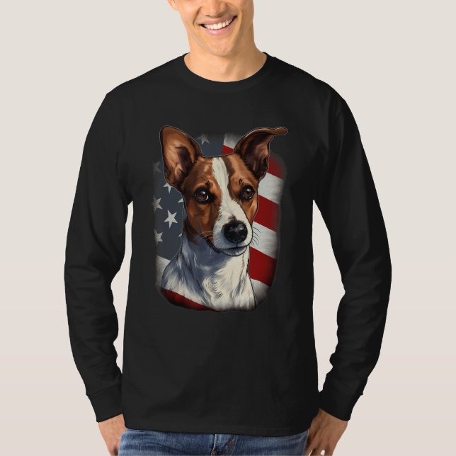 Camiseta 4th Of July US Flag Jack Russell Dog (Frente)