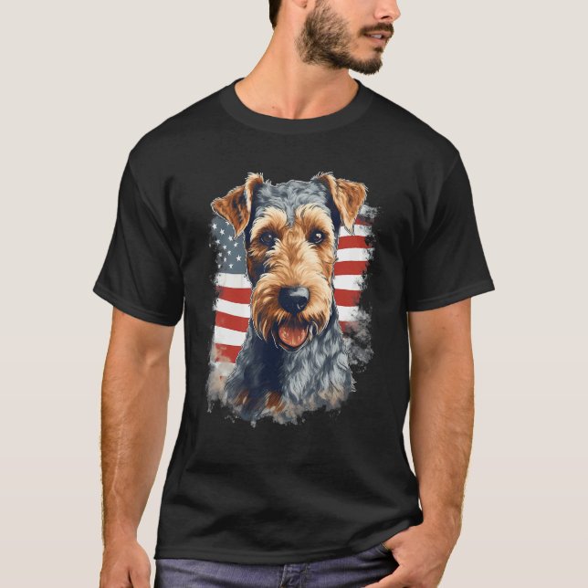 Camiseta 4th Of July US Flag Lakeland Terrier Dog 1 (Frente)