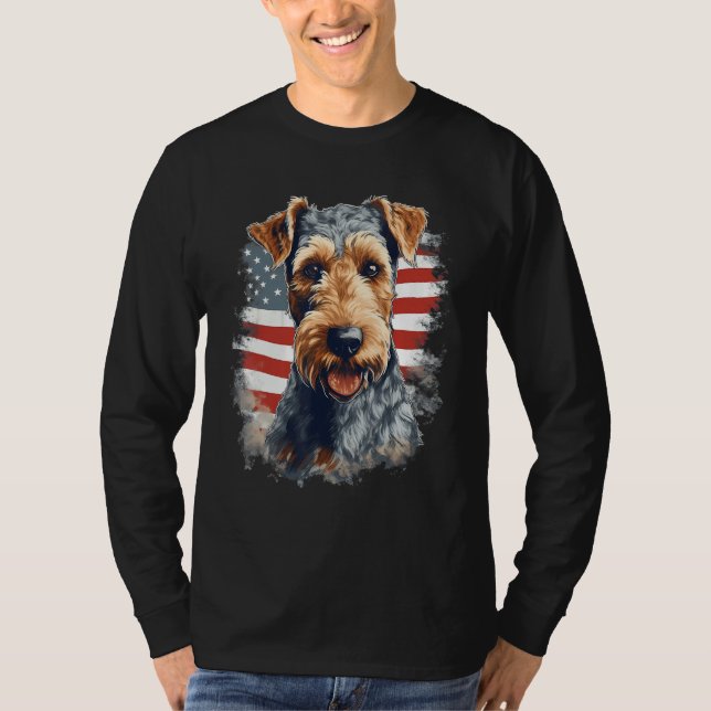 Camiseta 4th Of July US Flag Lakeland Terrier Dog 1 (Frente)
