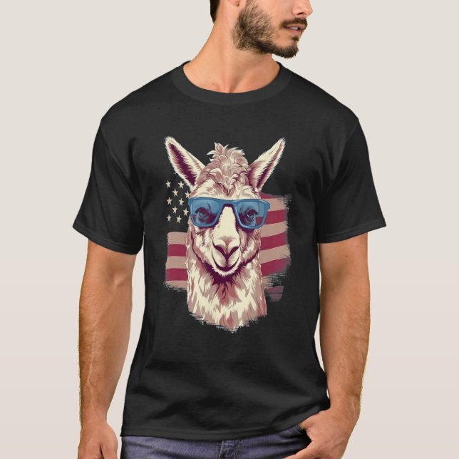 Camiseta 4th Of July US Flag Llama (Frente)