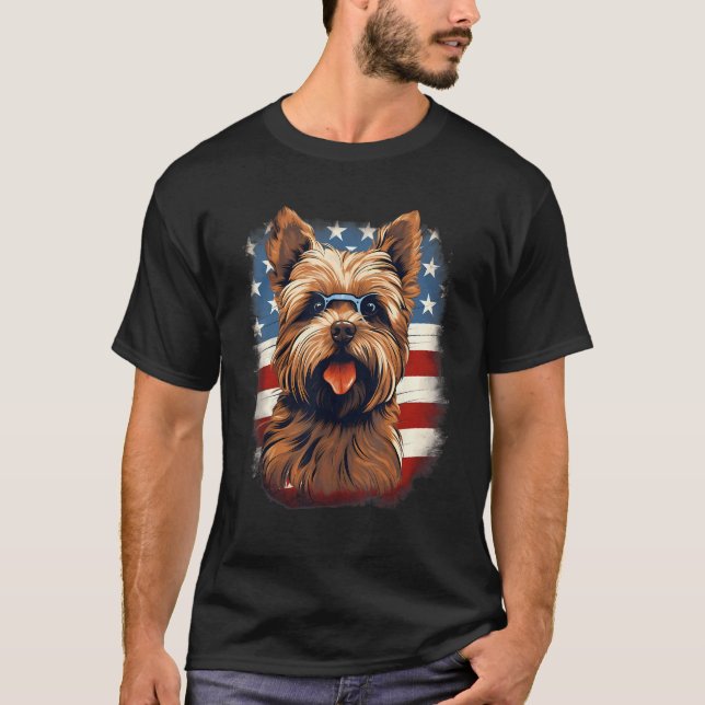 Camiseta 4th Of July US Flag Norfolk Terrier Dog (Frente)