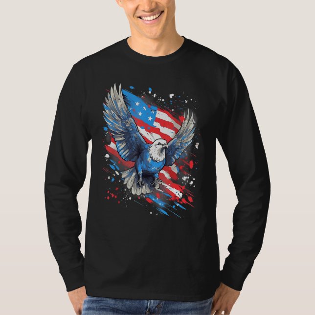 Camiseta 4th Of July US Flag Pigeon (Frente)