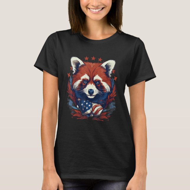 Camiseta 4th Of July US Flag Red Panda 1 (Frente)