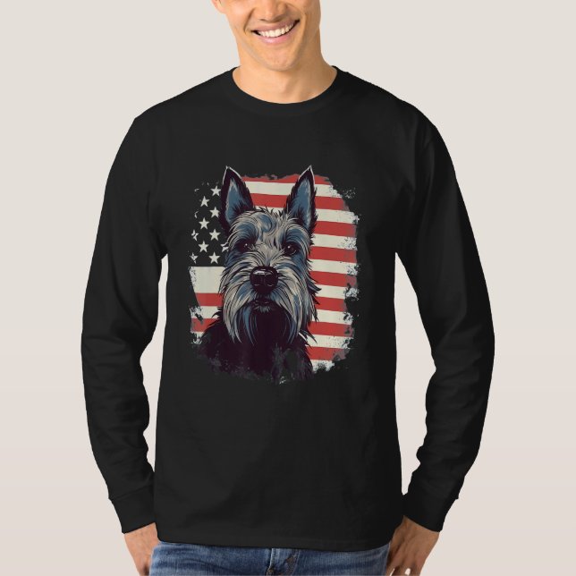 Camiseta 4th Of July US Flag Scottish Terrier Dog 3 (Frente)