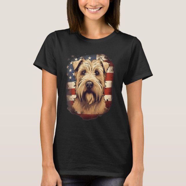 Camiseta 4th Of July US Flag Soft Coated Wheaten Terrier Do (Frente)