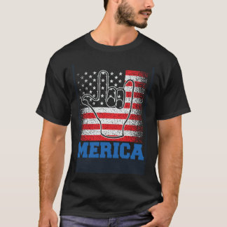 Camiseta 4th of July USA Flag Merica Rock Sign