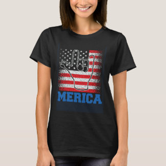 Camiseta 4th of July USA Flag Merica Rock Sign