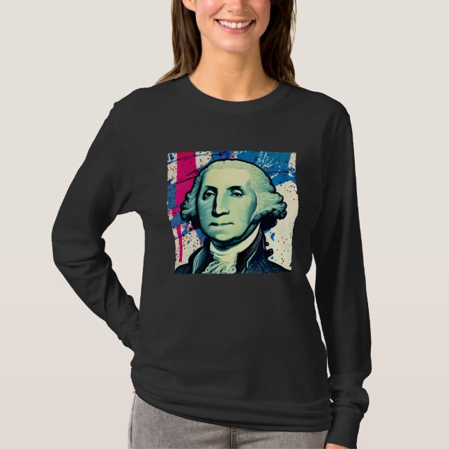 Camiseta 4th of July USA George Washington American Art On (Frente)