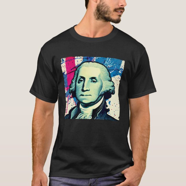 Camiseta 4th of July USA George Washington American Art On (Frente)