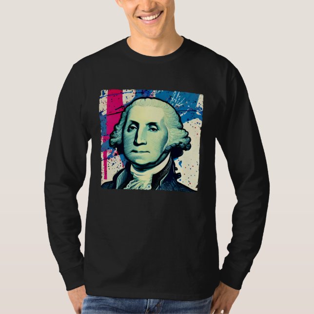 Camiseta 4th of July USA George Washington American Art On (Frente)