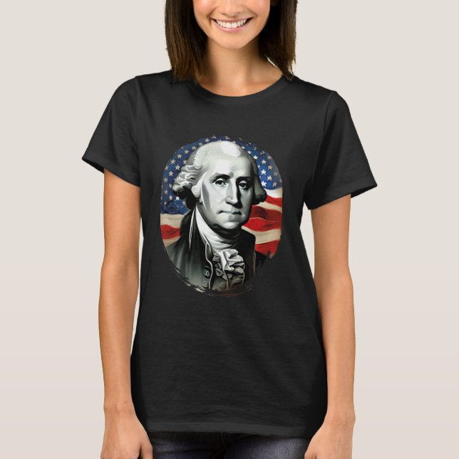 Camiseta 4th of July USA George Washington Painting On (Frente)
