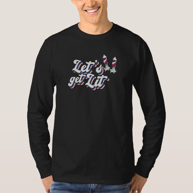 Camiseta 4th of July USA Let's Get Lit Fireworks (Frente)