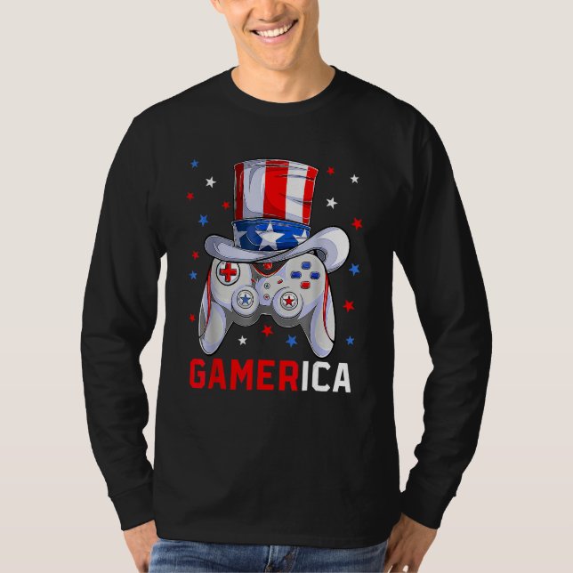 Camiseta 4th Of July Video Game American Flag Uncle Sam Gam (Frente)