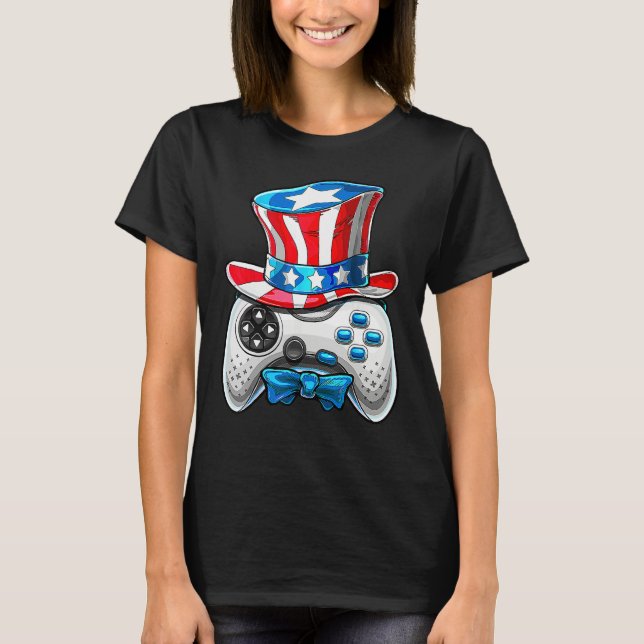 Camiseta 4th Of July Video Game American Flag Uncle Sam Gam (Frente)