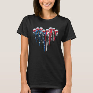 Camiseta 4th Of July Wine Glasses Heart American Flag Patri