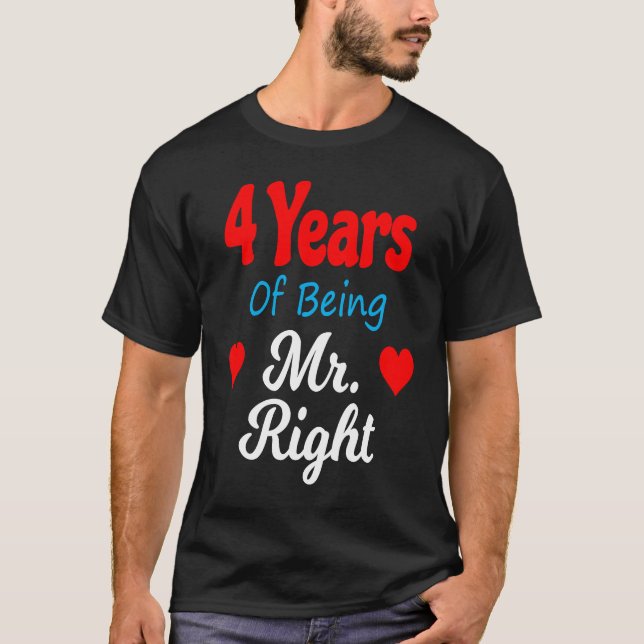 Camiseta 4th Wedding Anniversary for Men Him Mr Right Husba (Frente)