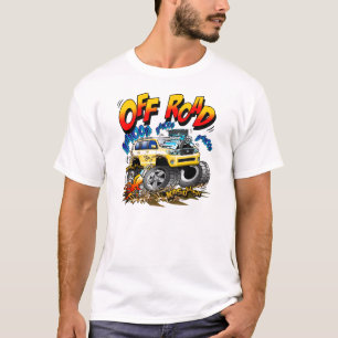 Camiseta 4WD fora da caricatura dos desenhos animados da