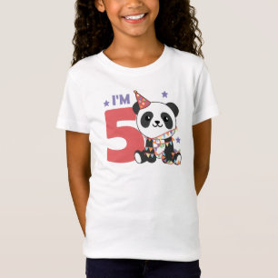 Camiseta 5º Aniversário Panda Para Crianças 5 Anos T-Shirt