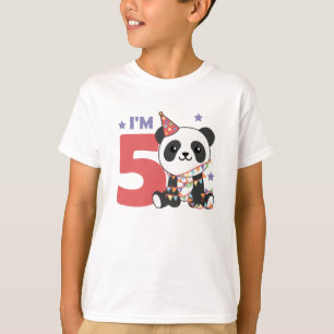 Camiseta 5º Aniversário Panda Para Crianças 5 Anos T-Shirt