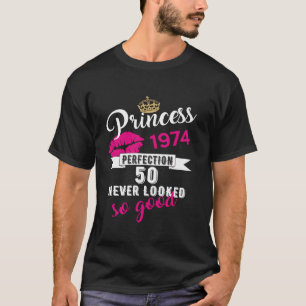 Camiseta 50ª Aniversário Princesa 1974 Engraçado 50 Anos L