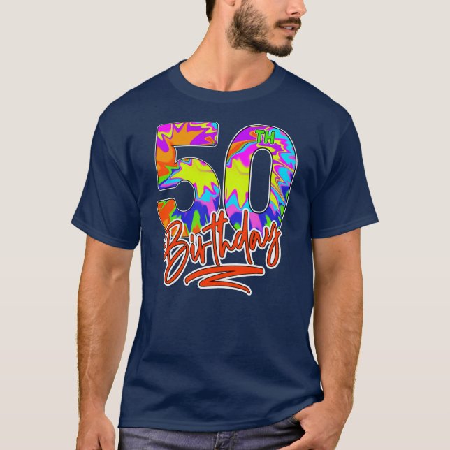 Camiseta 50º Aniversário, 50 anos Mulheres Festa Tie Dye (Frente)