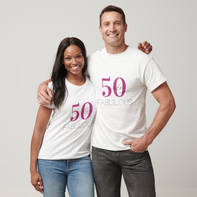 Camiseta 50º Aniversário 50 e Magenta Fabulosa (Unissex)