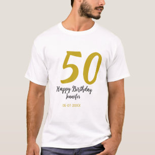 Camiseta 50º aniversário adicionar nome data ano modelo neg