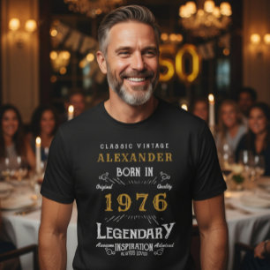 Camiseta 50º aniversário Adicione seu nome Nascer 1976 Lege