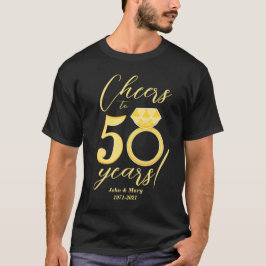 Camiseta 50º aniversário Alega 50 anos de casamento Dourado