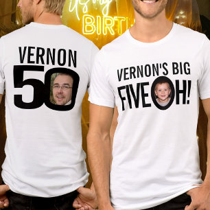 Camiseta 50º Aniversário cinco nome personalizado foto pr