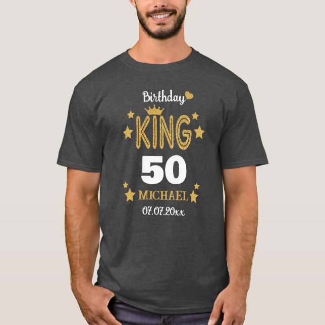 Camiseta 50º aniversário da Dourada Glitter Personalidade d (Frente)