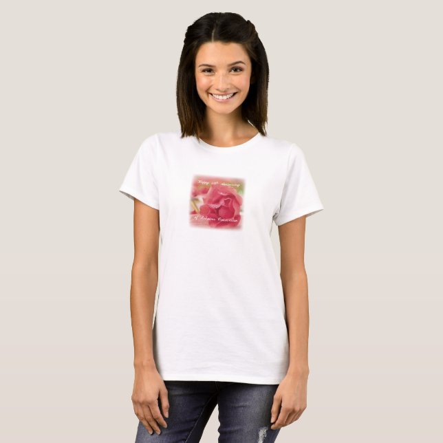 Camiseta 50º Aniversário da Religião Rosa Rosa (Frente Completa)