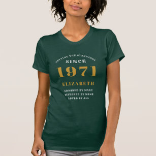 Camiseta 50º aniversário de 1971 Verde Dourado para sua per