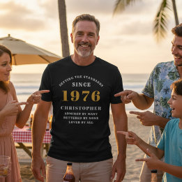 Camiseta 50º Aniversário de 1976 Nome Elegante Dourado Bran
